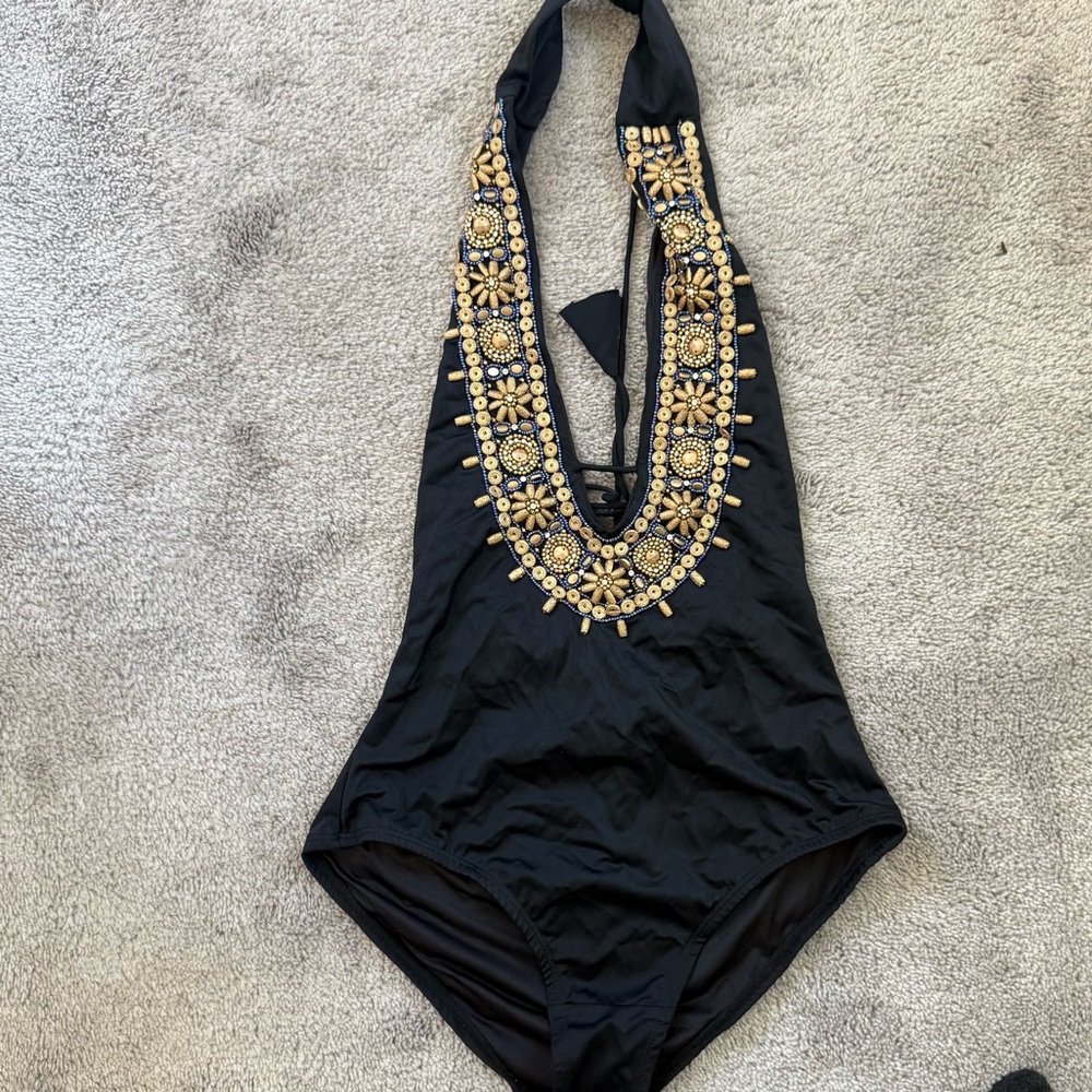 NWOT Amita naithani beaded Bohemian one piece swimsuit